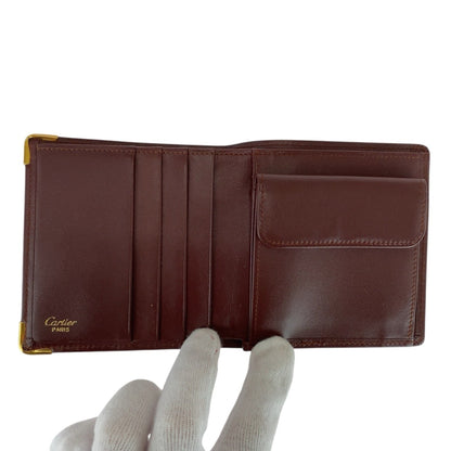 Cartier Wine Red Leather Wallet (Bi-Fold) (Pre-Owned)