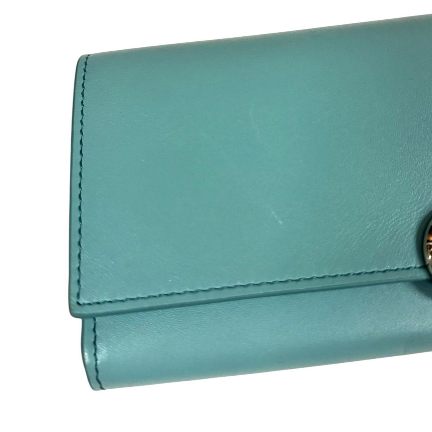 Loewe Blue Green Leather Long Wallet (Tri-Fold) (Pre-Owned)