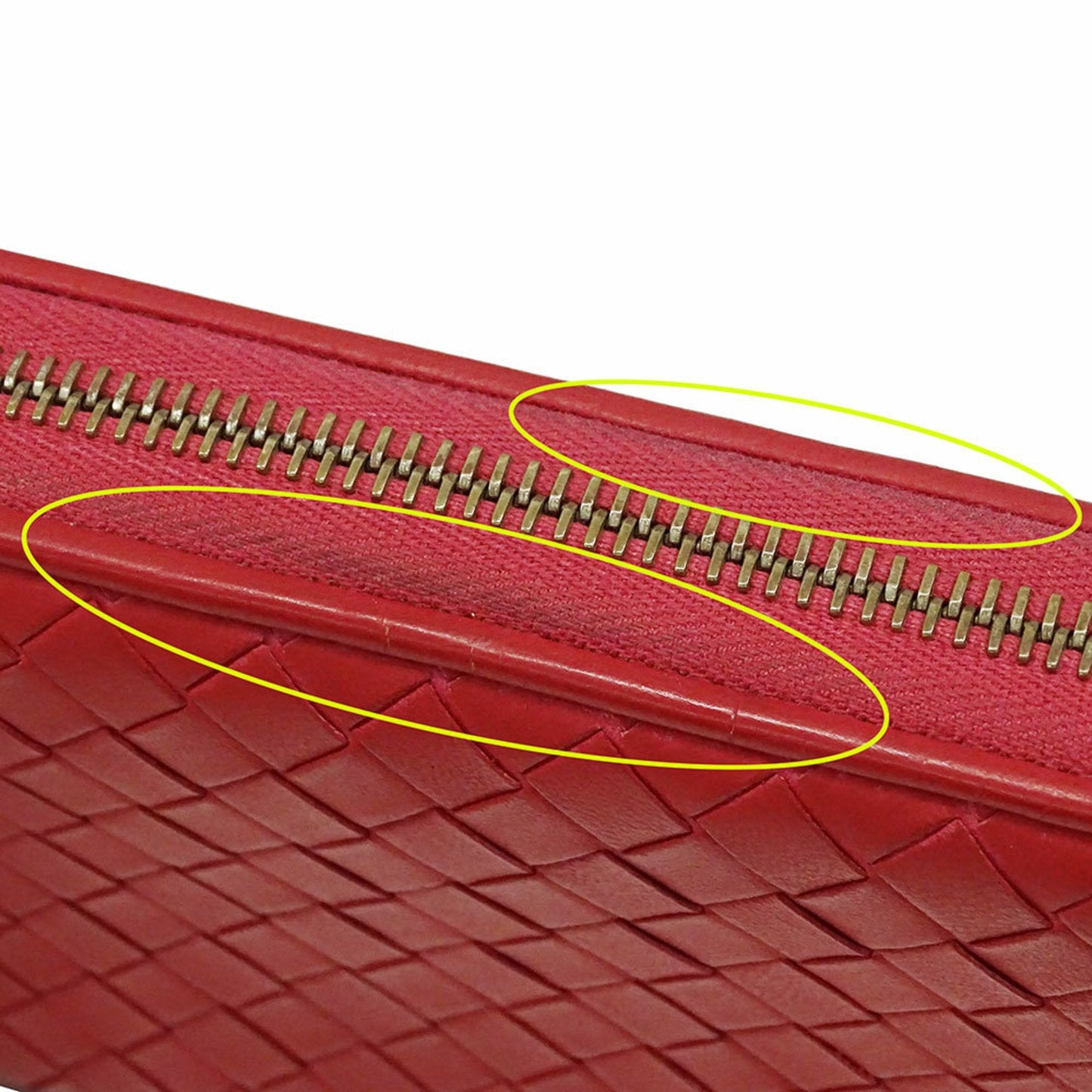 Bottega Veneta Red Color Intrecciato Long Wallet (Bi-Fold) (Pre-Owned)