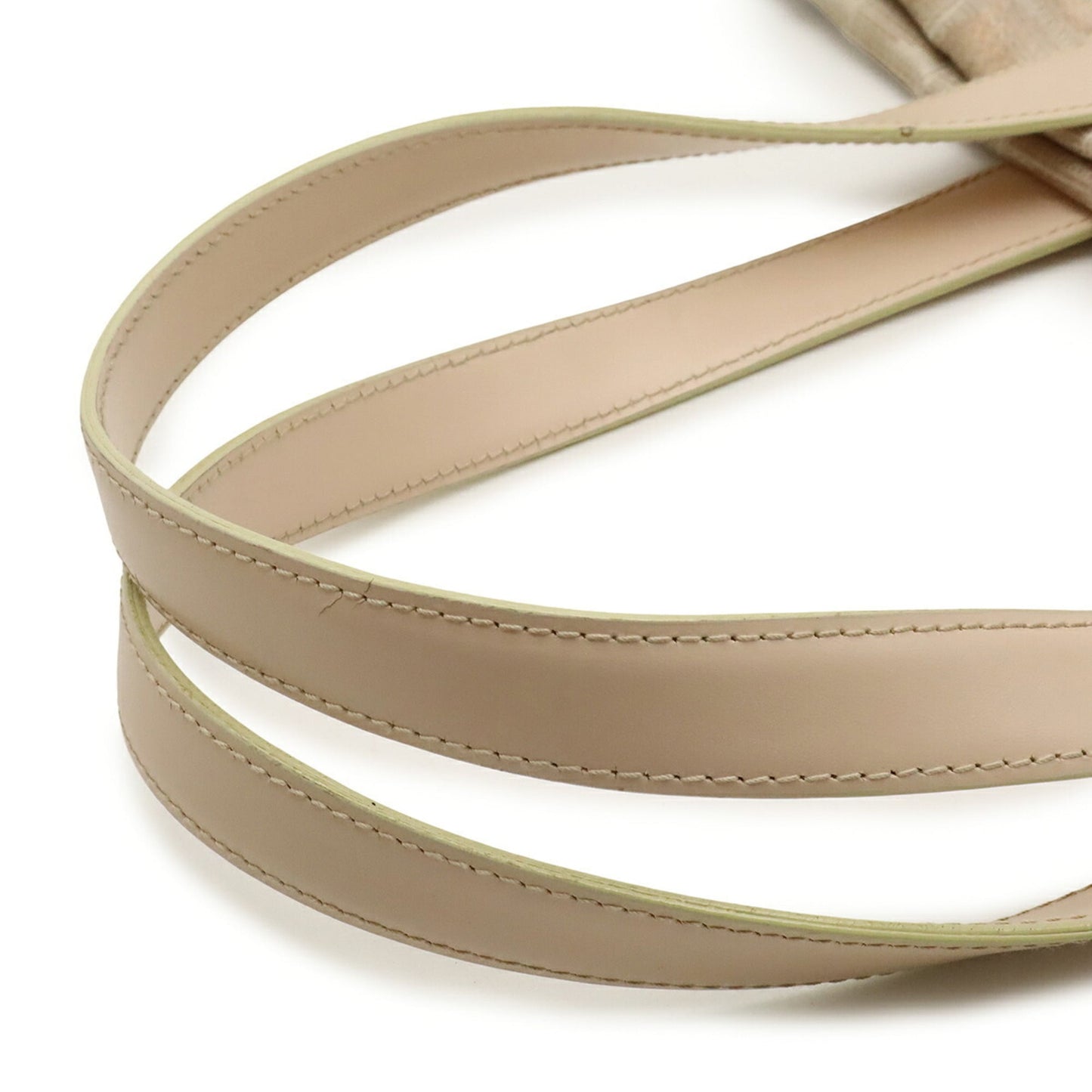 Chanel Beige Pink Pink Beige Nylon Leather Shoulder Bag Tote Bag (Pre-Owned)