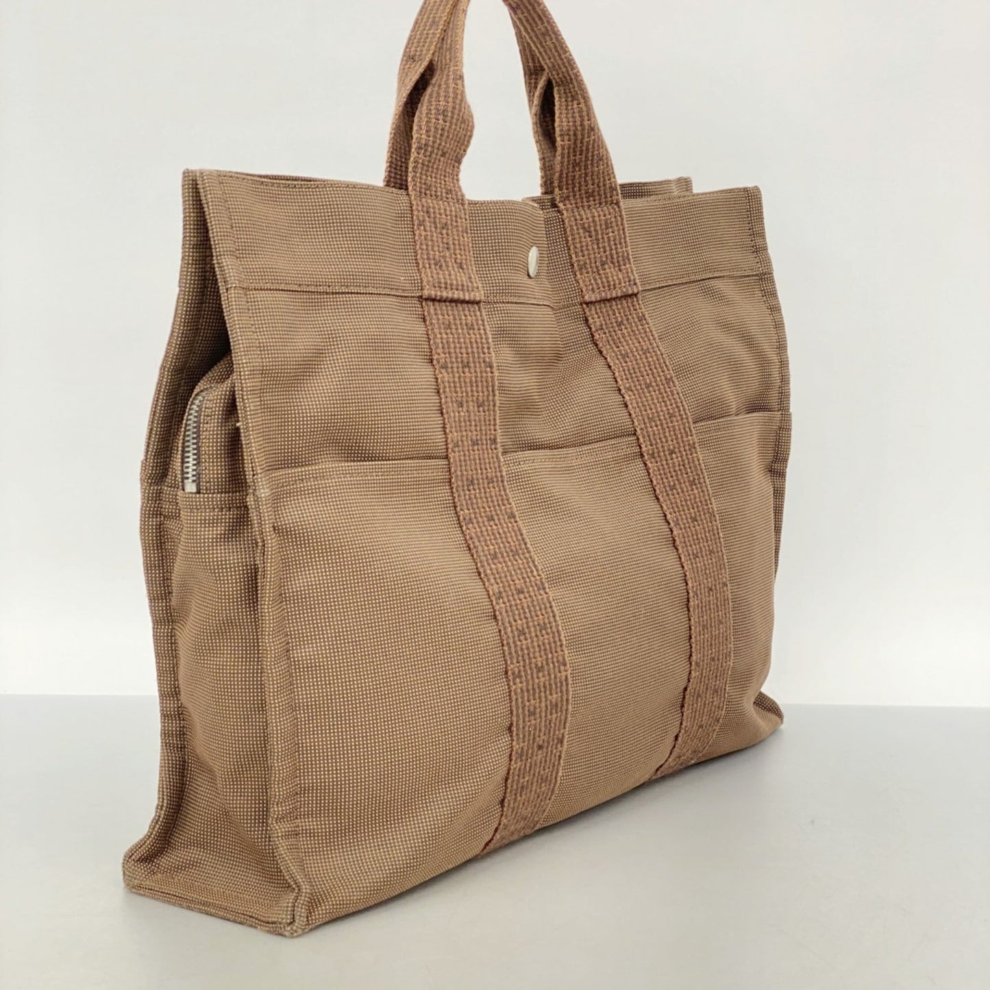 Hermes Brown Canvas Tote Bag (Pre-Owned)