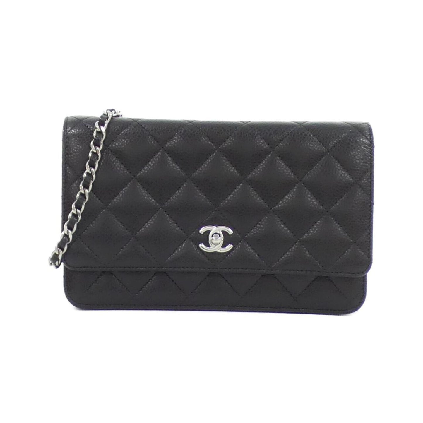 Chanel Black Bordeaux Grained Calfskin Chain/Shoulder Wallet (Pre-Owned)