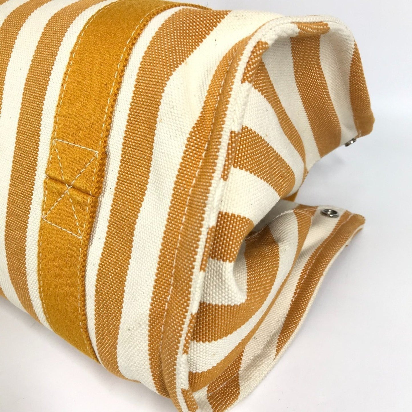 Hermes White Yellow Canvas Handbag Tote Bag (Pre-Owned)