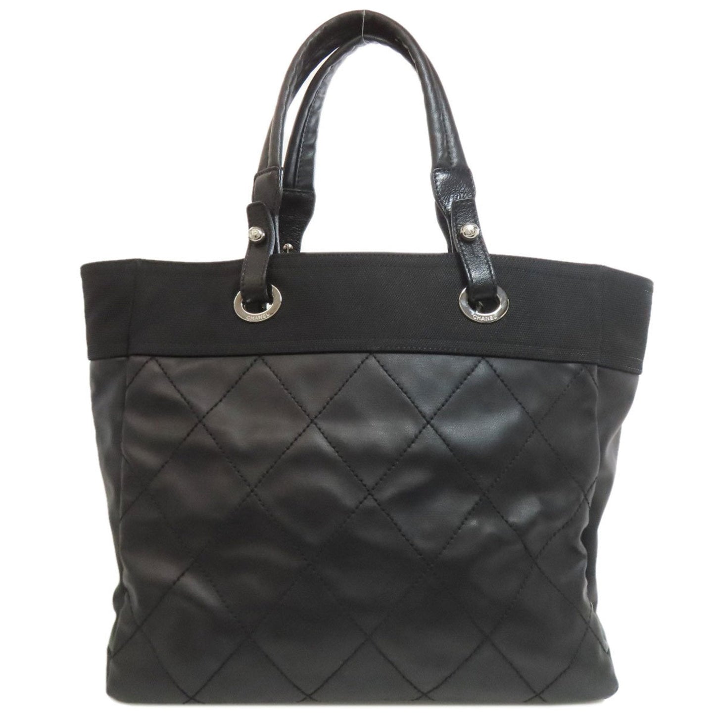 Chanel Paris Biarritz Black Leather Tote Bag (Pre-Owned)