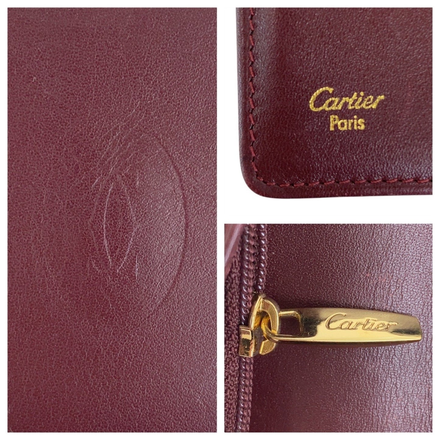 Cartier Wine Red Leather Long Wallet (Bi-Fold) (Pre-Owned)