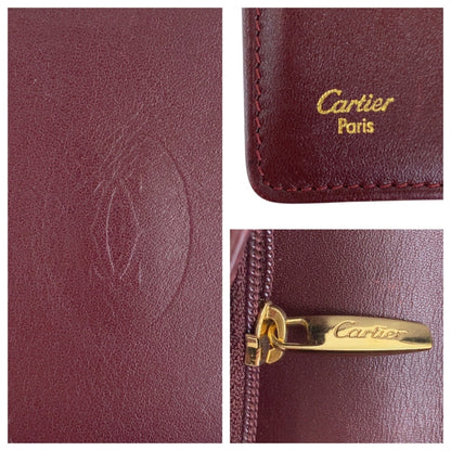 Cartier Wine Red Leather Long Wallet (Bi-Fold) (Pre-Owned)