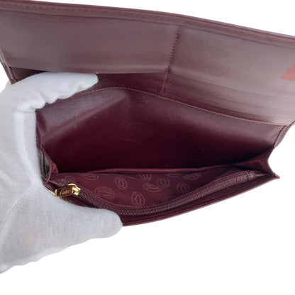 Cartier Wine Red Leather Long Wallet (Bi-Fold) (Pre-Owned)
