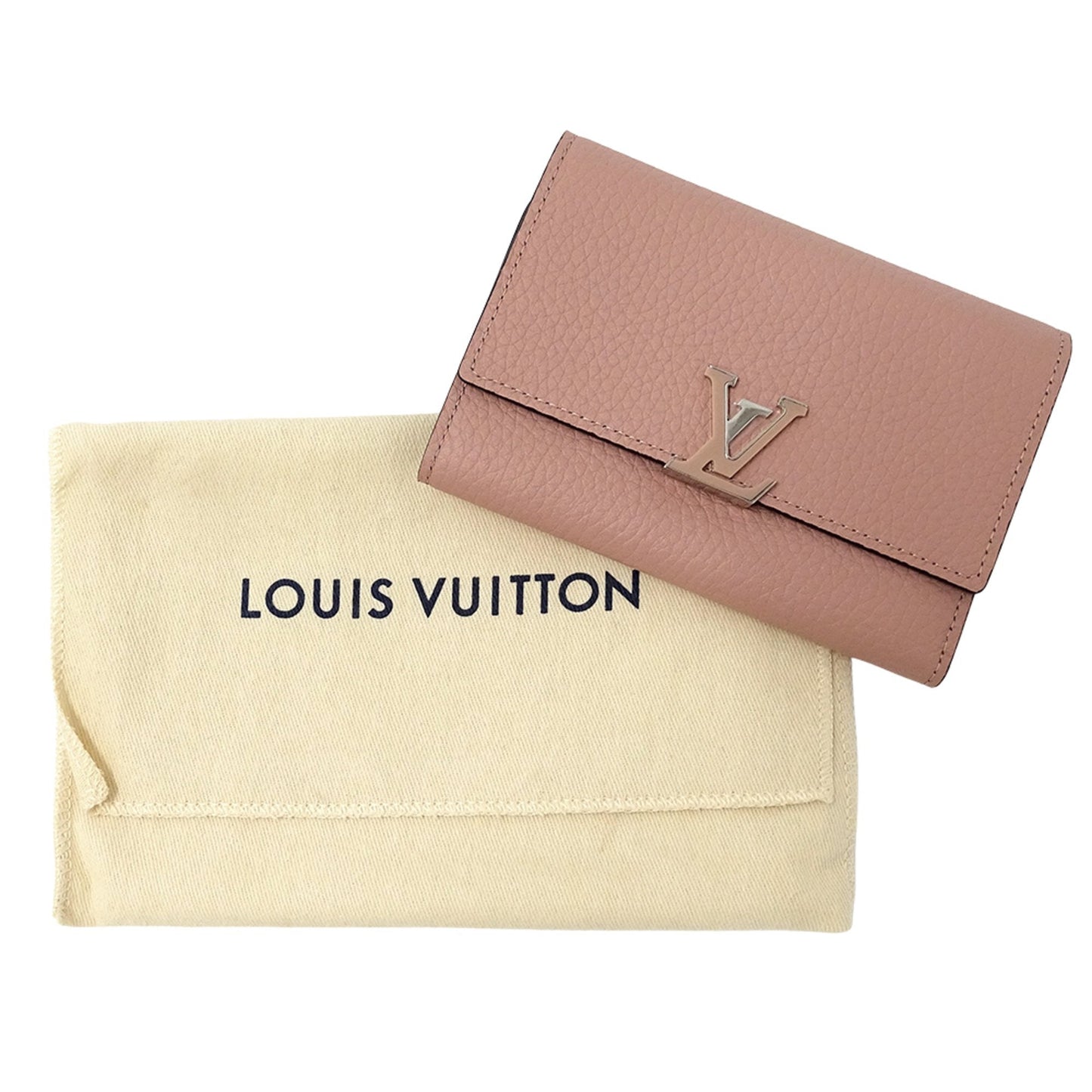 Louis Vuitton Magnolia Pink Leather Middle Wallet (Tri-Fold) (Pre-Owned)