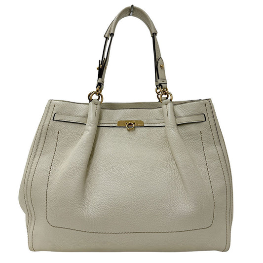 Salvatore Ferragamo White Leather Tote Bag (Pre-Owned)