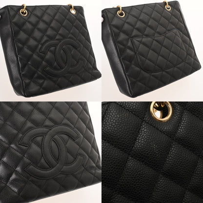 Chanel Black Grained Calfskin Tote Bag (Pre-Owned)