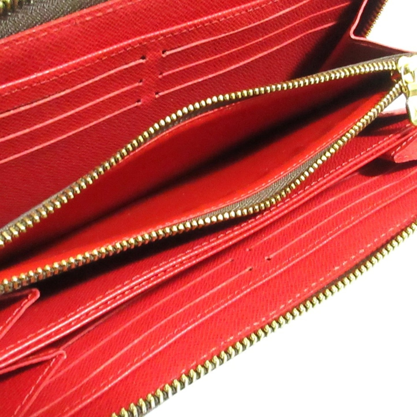 Louis Vuitton Brown Red Color Long Wallet (Bi-Fold) (Pre-Owned)