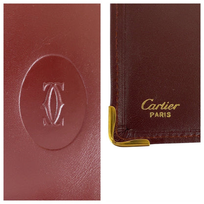 Cartier Wine Red Leather Wallet (Bi-Fold) (Pre-Owned)