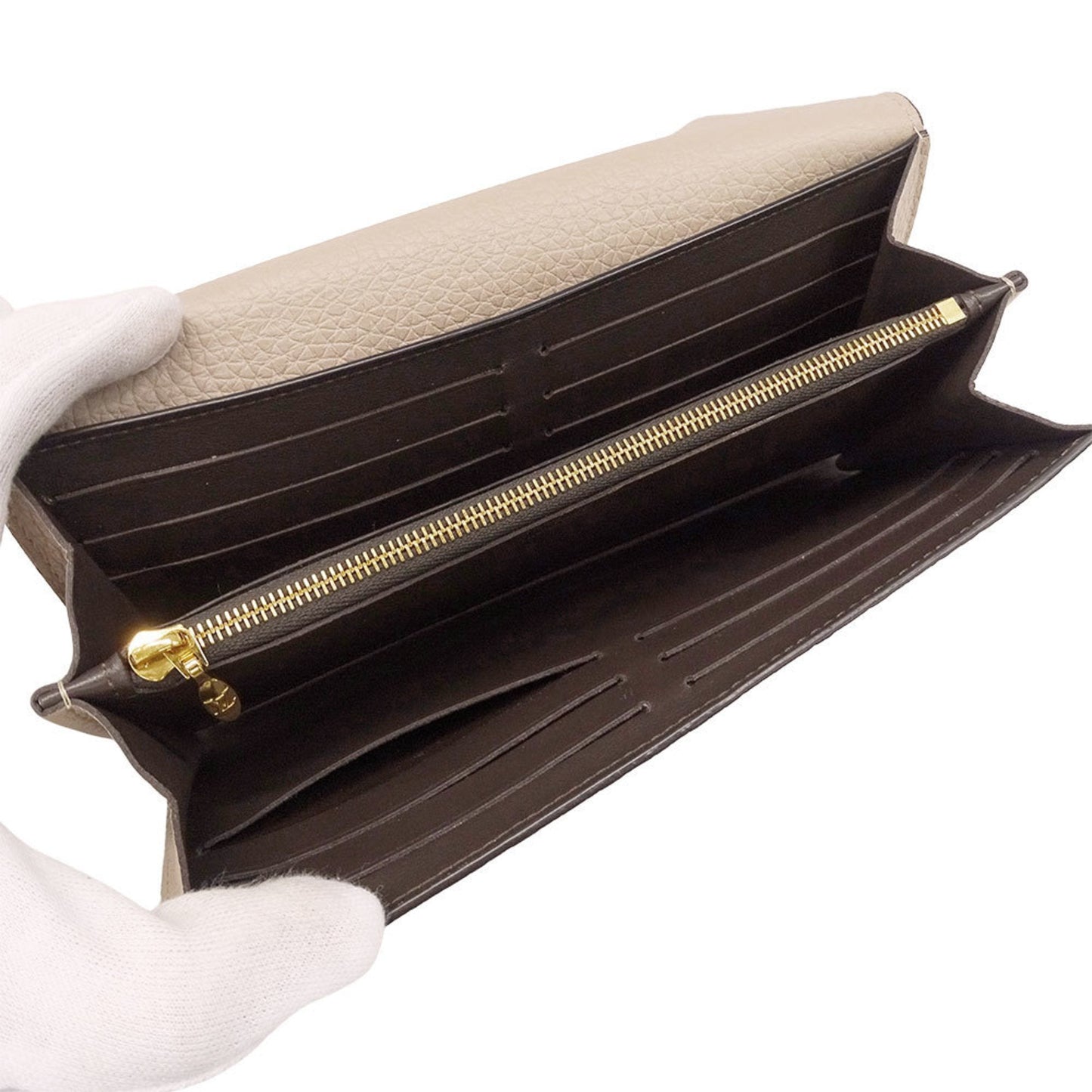 Louis Vuitton Beige Leather Long Wallet (Bi-Fold) (Pre-Owned)