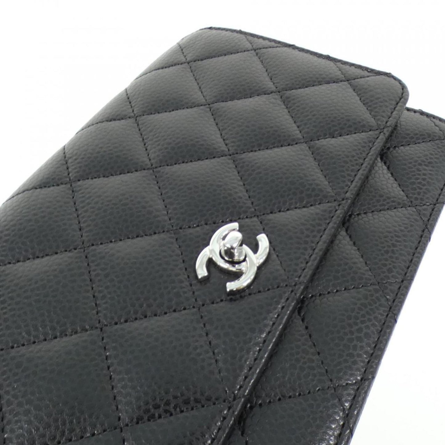 Chanel Black Bordeaux Grained Calfskin Chain/Shoulder Wallet (Pre-Owned)