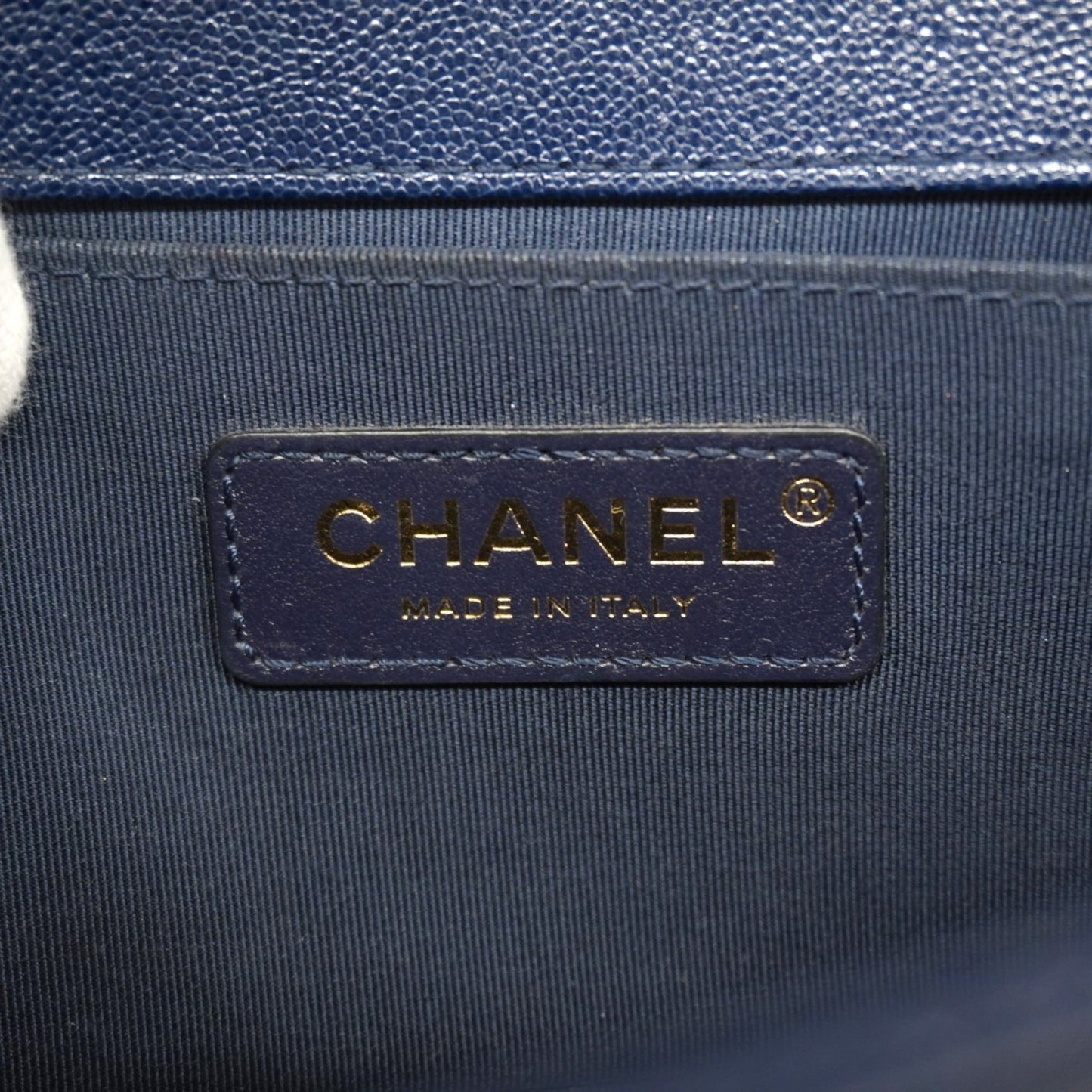 Chanel Navy Grained Calfskin Shoulder Bag (Pre-Owned)