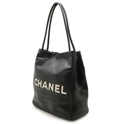Chanel Camellia Black White Leather Shoulder Bag Tote Bag (Pre-Owned)
