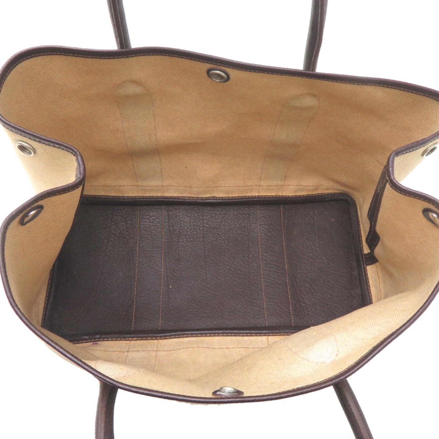 Hermes Brown White Leather Tote Bag (Pre-Owned)