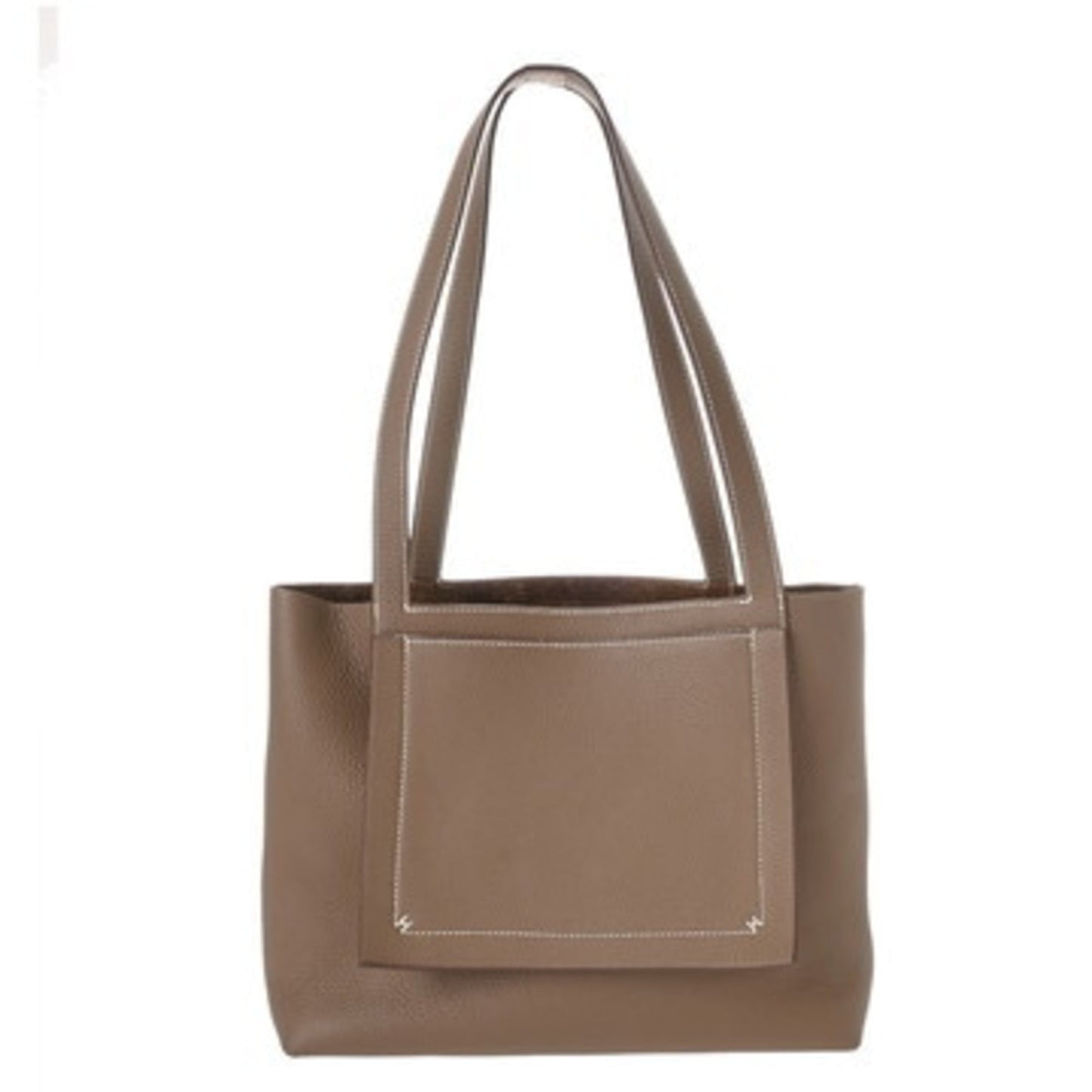 Hermes Etoupe Gray Taurillon Clemence Leather Tote Bag (Pre-Owned)