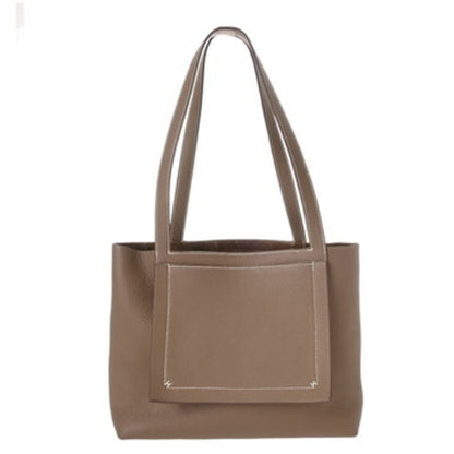 Hermes Etoupe Gray Taurillon Clemence Leather Tote Bag (Pre-Owned)