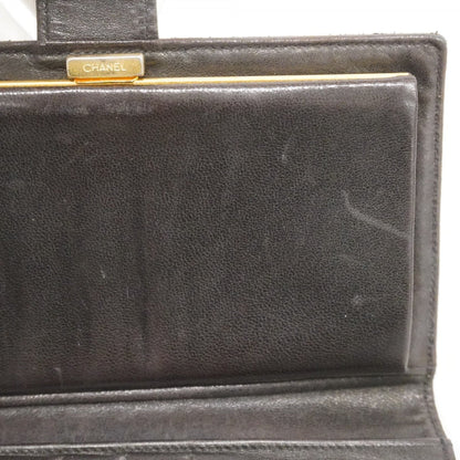 Chanel Black Leather Long Wallet (Bi-Fold) (Pre-Owned)