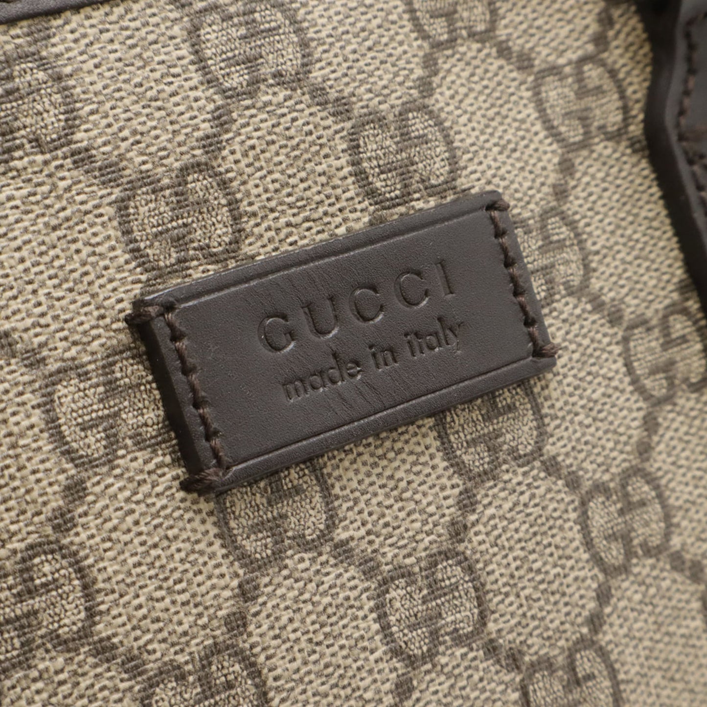 Gucci Beige Brown Dark Brown Gg Supreme Canvas Leather Handbag Shoulder Bag Tote Bag (Pre-Owned)