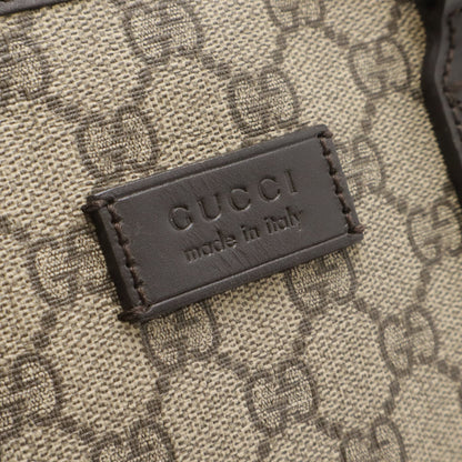 Gucci Beige Brown Dark Brown Gg Supreme Canvas Leather Handbag Shoulder Bag Tote Bag (Pre-Owned)