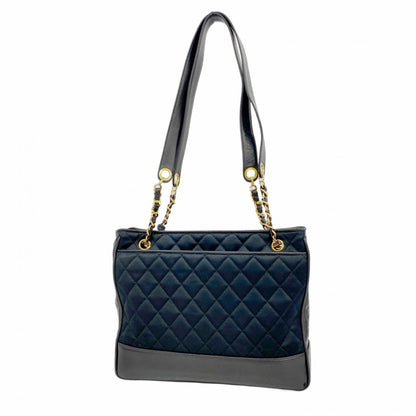 Chanel Black Leather Satin Tote Bag (Pre-Owned)