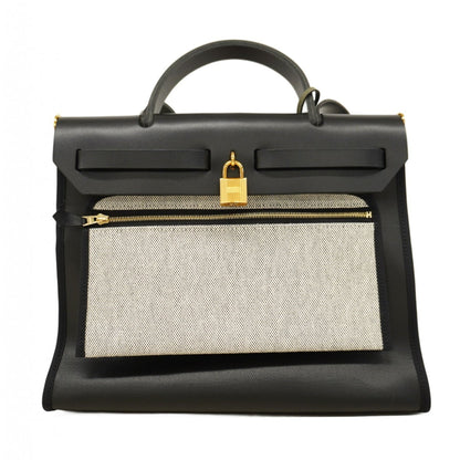Hermes Black Toile H Handbag (Pre-Owned)