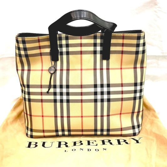 Burberry Black Red Color Pvc Handbag Tote Bag (Pre-Owned)