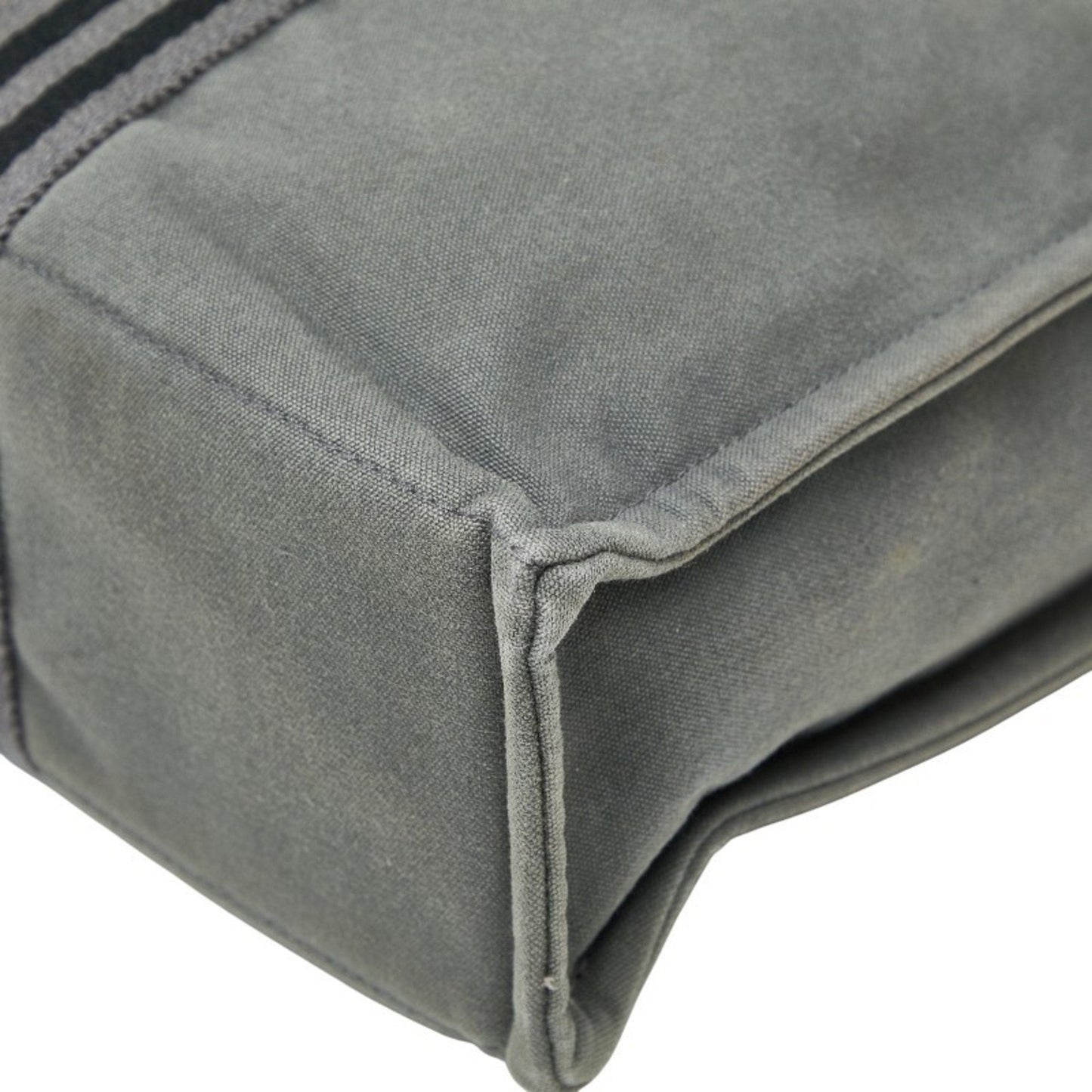 Hermes Black Gray Canvas Handbag Tote Bag (Pre-Owned)
