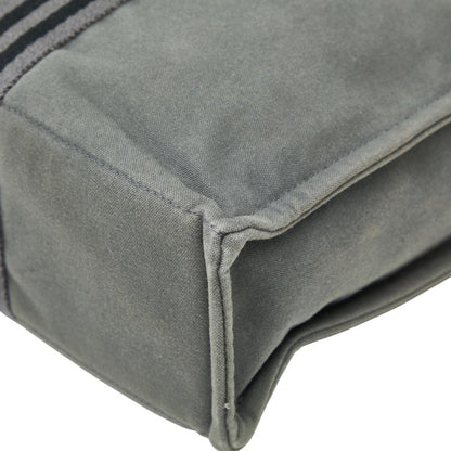 Hermes Black Gray Canvas Handbag Tote Bag (Pre-Owned)