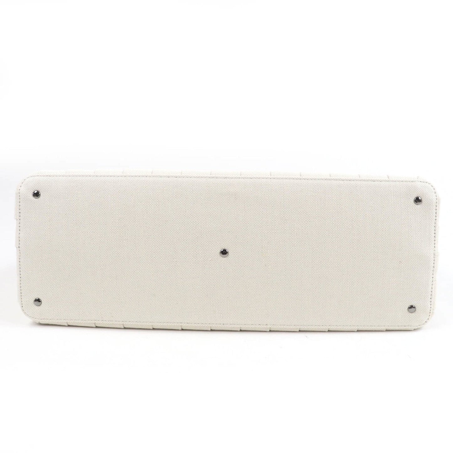 Valentino Garavani Ivory Canvas Leather Tote Bag (Pre-Owned)