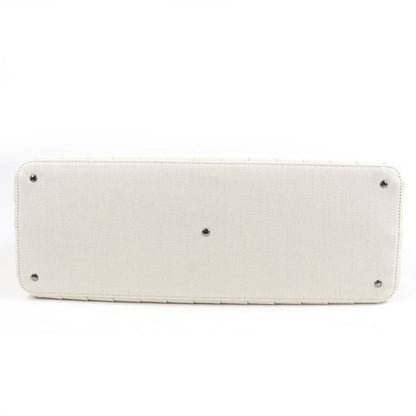 Valentino Garavani Ivory Canvas Leather Tote Bag (Pre-Owned)