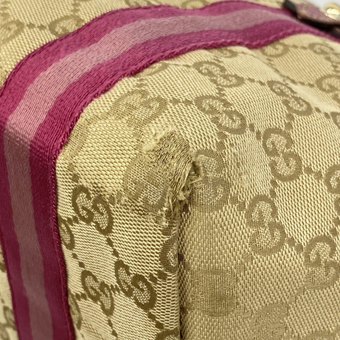 Gucci Beige Pink Canvas Tote Bag (Pre-Owned)