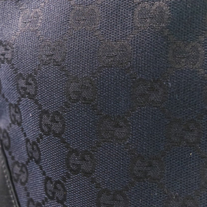 Gucci Black Leather Gg Canvas Handbag Shoulder Bag (Pre-Owned)