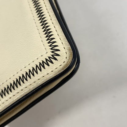 Chanel Beige Black Leather Long Wallet (Bi-Fold) (Pre-Owned)