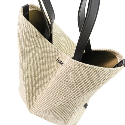 Loewe Beige Black Cotton Leather Tote Bag (Pre-Owned)