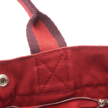 Hermes Red Color Canvas Toile H Tote Bag (Pre-Owned)
