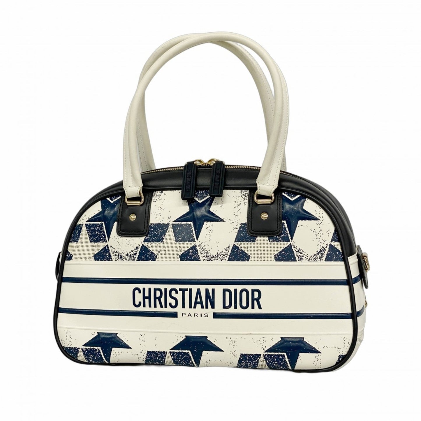 Christian Dior Navy White Leather Handbag (Pre-Owned)