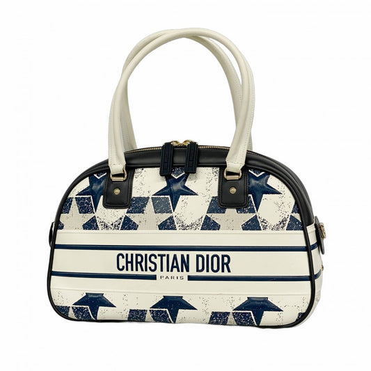 Christian Dior Navy White Leather Handbag (Pre-Owned)
