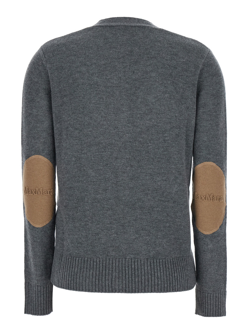 'S Maxmara Women 'Apollo' Grey Cardigan With V Neck And Logo Patch On The Elbows In Wool Woman