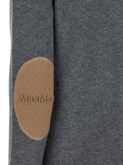 'S Maxmara Women 'Apollo' Grey Cardigan With V Neck And Logo Patch On The Elbows In Wool Woman