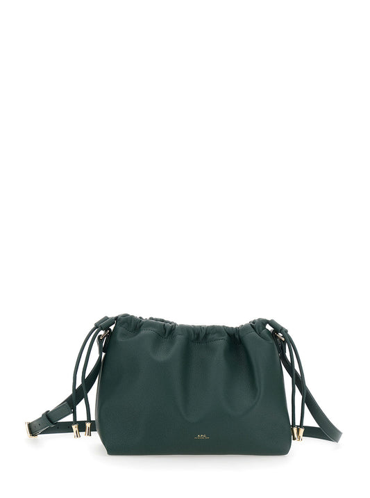 A.P.C. Women 'Ninon' Green Crossbody Bag With Drawstring Closure And Embossed Logo Lettering On The Front In Ecoleather Woman