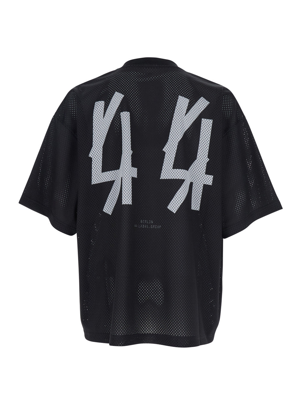 44 Label Group Men Black Crew Neck T-Shirt With Logo On Front And Back In Cotton Man