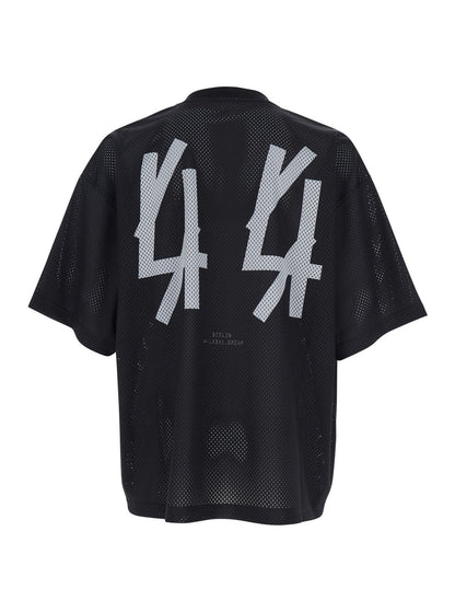 44 Label Group Men Black Crew Neck T-Shirt With Logo On Front And Back In Cotton Man