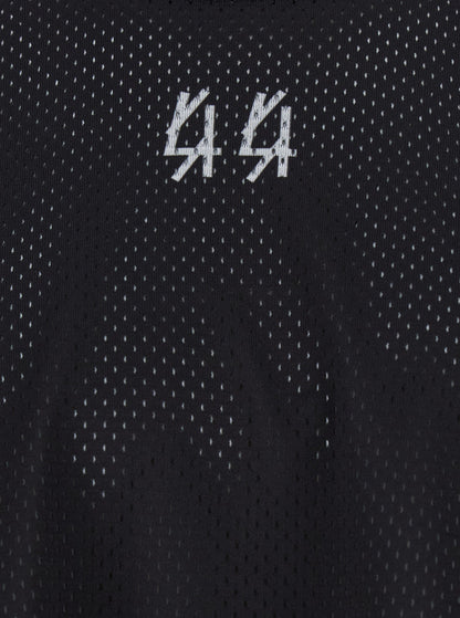 44 Label Group Men Black Crew Neck T-Shirt With Logo On Front And Back In Cotton Man