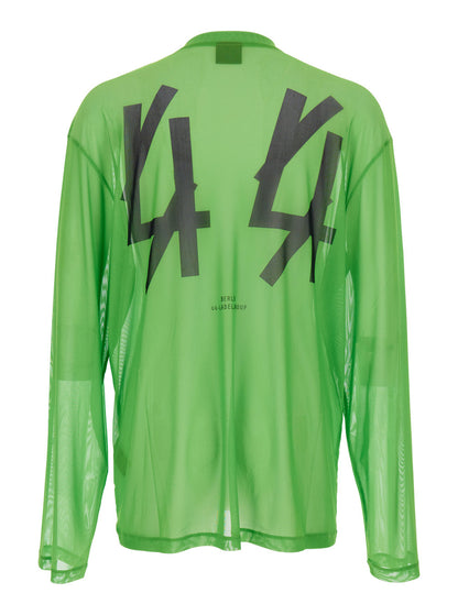 44 Label Group Men Green Turtleneck Sweater With Semi-Sheer Design In Mesh Man