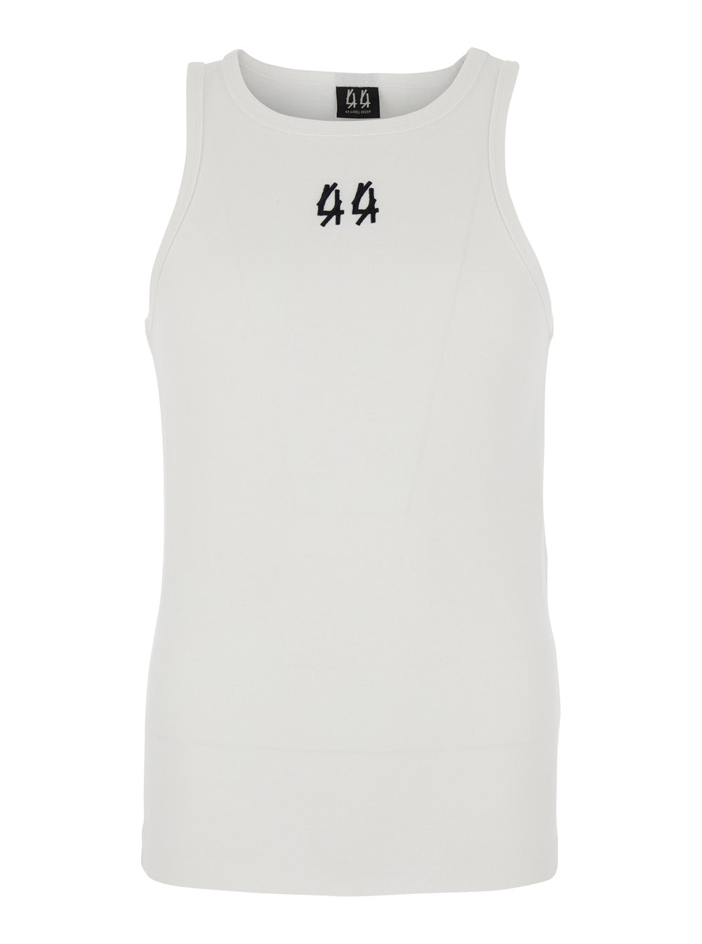 44 Label Group Men White Sleeveless Top With Round Neck And Logo Embroidery On The Front In Cotton Stretch Man