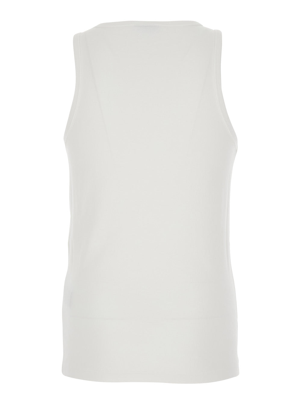 44 Label Group Men White Sleeveless Top With Round Neck And Logo Embroidery On The Front In Cotton Stretch Man