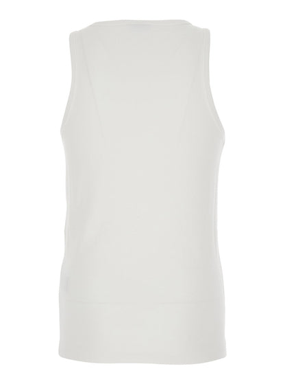 44 Label Group Men White Sleeveless Top With Round Neck And Logo Embroidery On The Front In Cotton Stretch Man